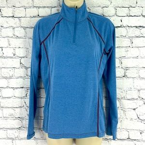 ORVIS Women's Dri-Release LS Quarter Zip Lightweight Tee XS Blue/Red VGC!